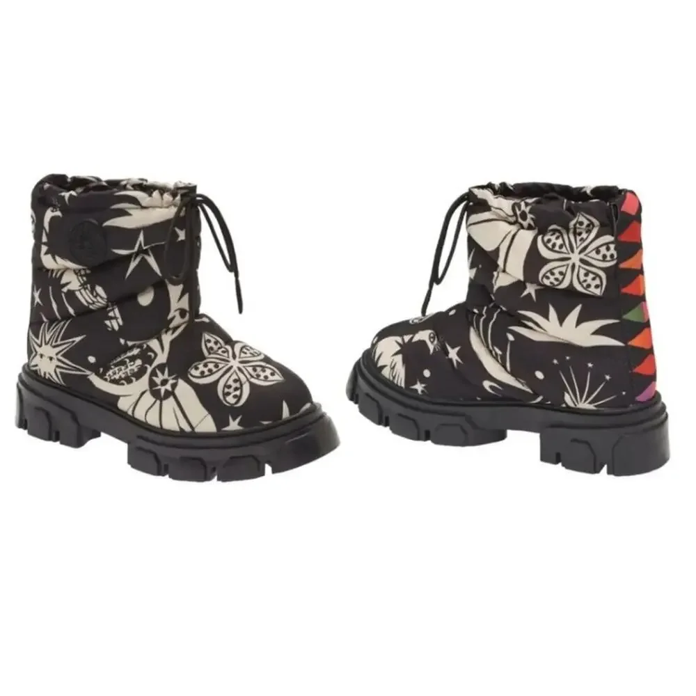 NWT FARM RIO Black Cerrado Sky Lug Sole Ankle‎ Boot In Cerrado Sky